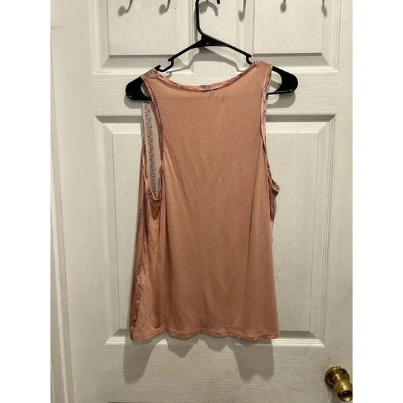 Reiss Remy Silk Front Striped Tank Large Peachy Pink - Picture 5 of 6